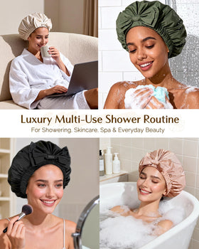Yanibest shower cap roomy design fits thick, long, or curly hair