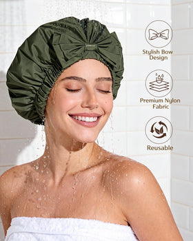 Yanibest shower cap wide elastic band prevents slipping for comfortable wear