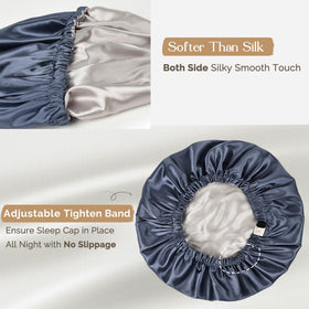 YANIBEST silk bonnet ash blue adjustable strap for secure, comfortable fit