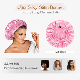 YANIBEST Silk Bonnet in light pink adds subtle style and comfort.