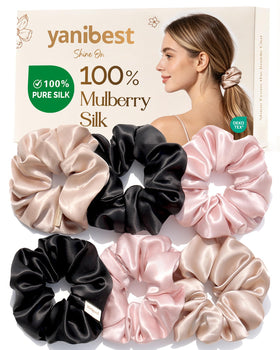 Yanibest silk scrunchies 6-pack in box for gentle hair care