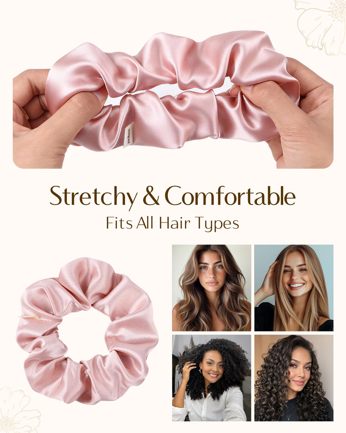Yanibest soft silk scrunchie prevents dents after sleep