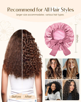 Yanibest tie-band satin bonnet fits most hairstyles for curly or natural hair at night