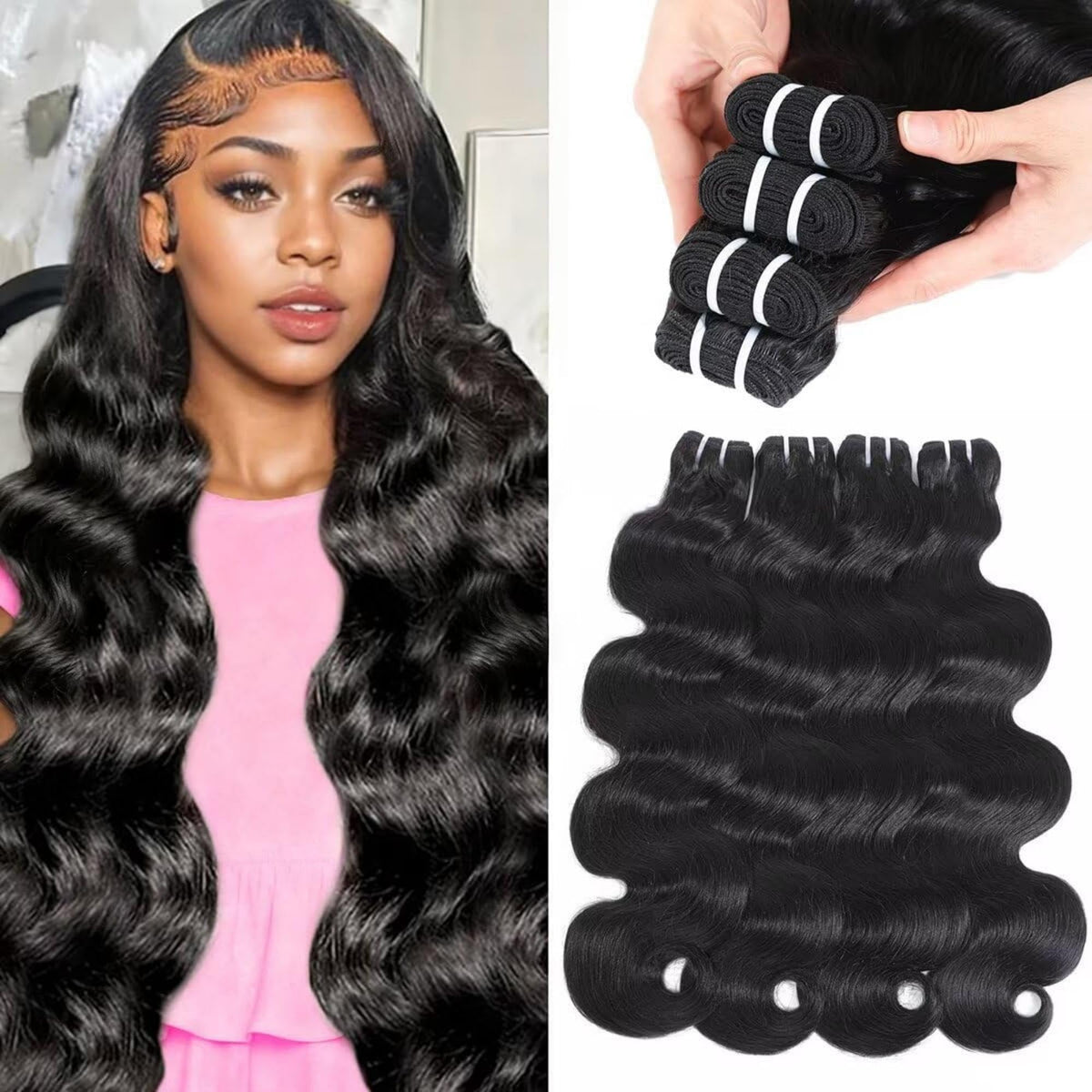 Yaoair 16A raw Brazilian body wave bundles 18-24 inch with durable weft for secure sew-ins