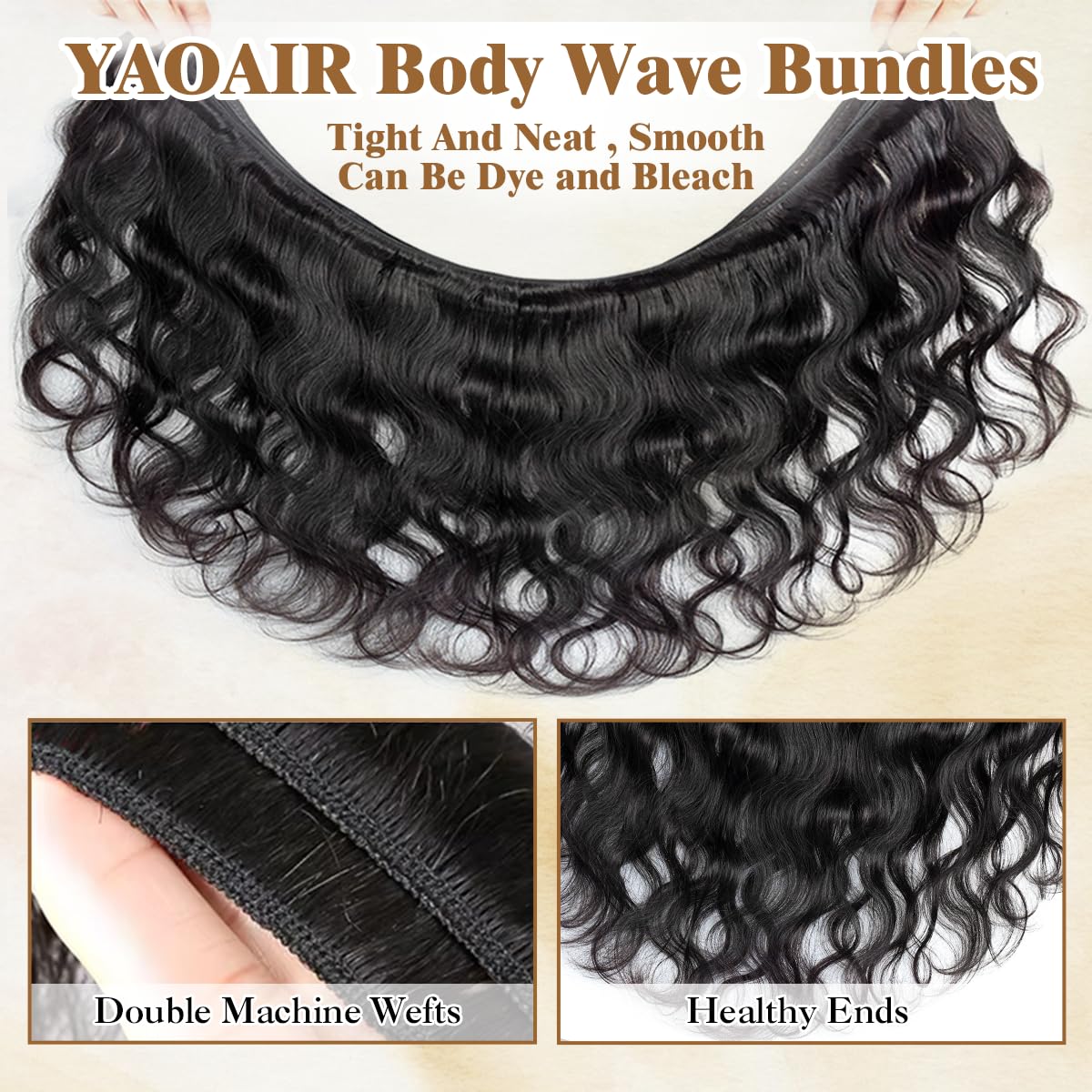 Yaoair 16A Brazilian hair bundles soft, silky hair suitable for versatile styling