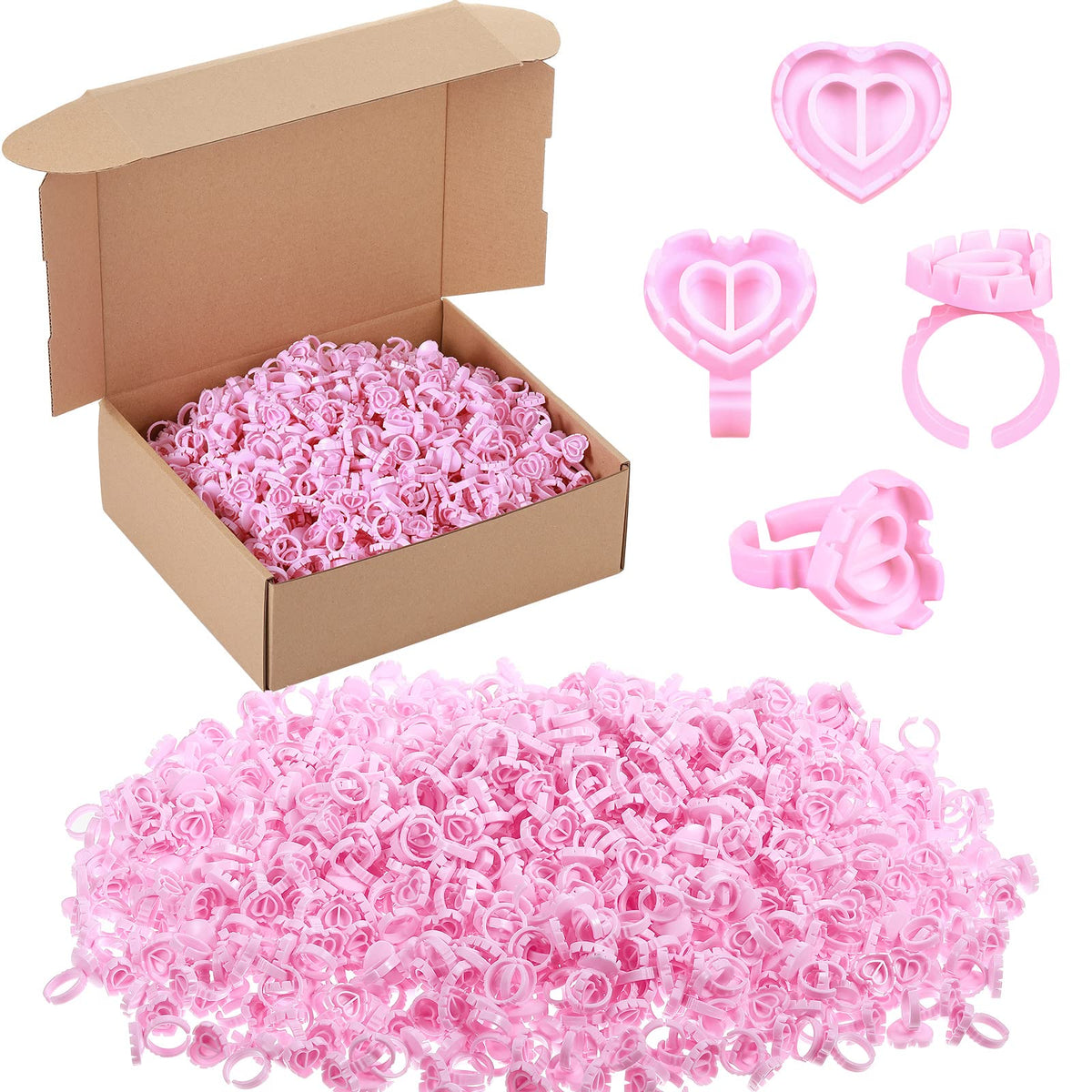 Yaomiao lash glue rings Heart Style front view for clean eyelash applications