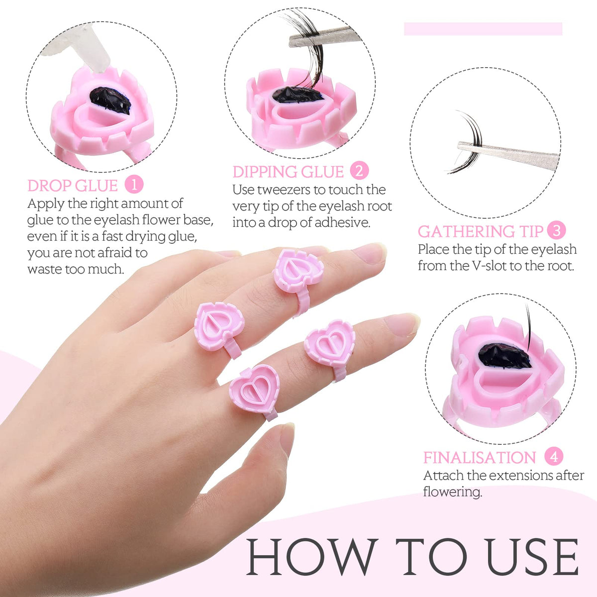 Yaomiao lash glue rings V-shaped base provides space for controlled glue distribution