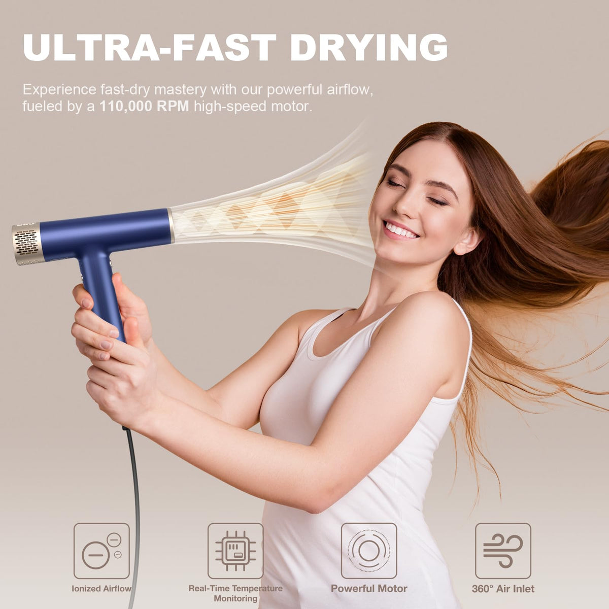 YAPOY ionic technology releases 200 million ions to reduce frizz