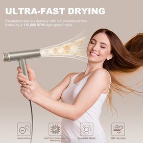 YAPOY ionic technology releases 200 million ions for frizz control.