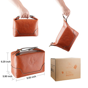 Yard House leather Dopp bag to organize grooming essentials.