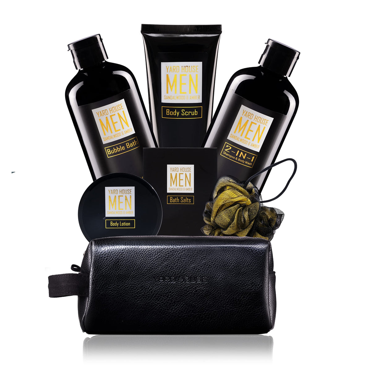 Yard House sandalwood amber Dopp kit ready for travel with premium spa essentials
