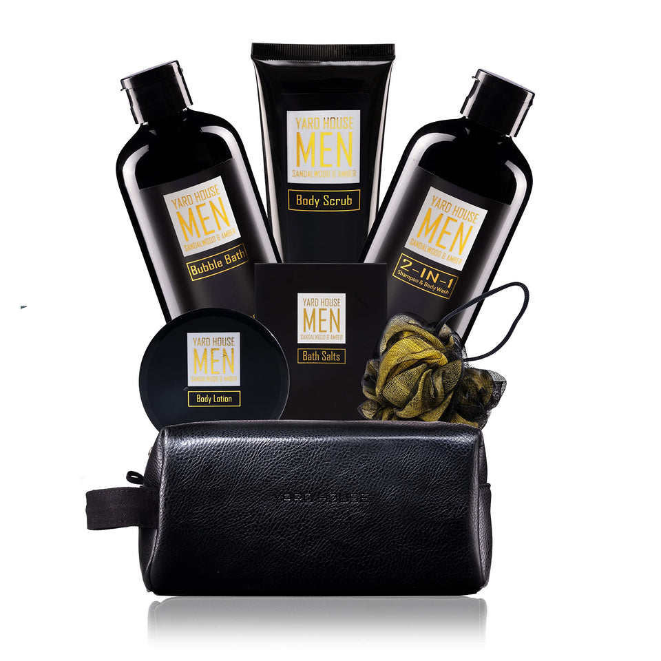 Yard House sandalwood amber Dopp kit ready for travel with premium spa essentials