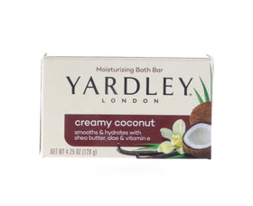 Yardley Creamy Coconut bath bar pack of eight for gentle cleansing with a beachy aroma.