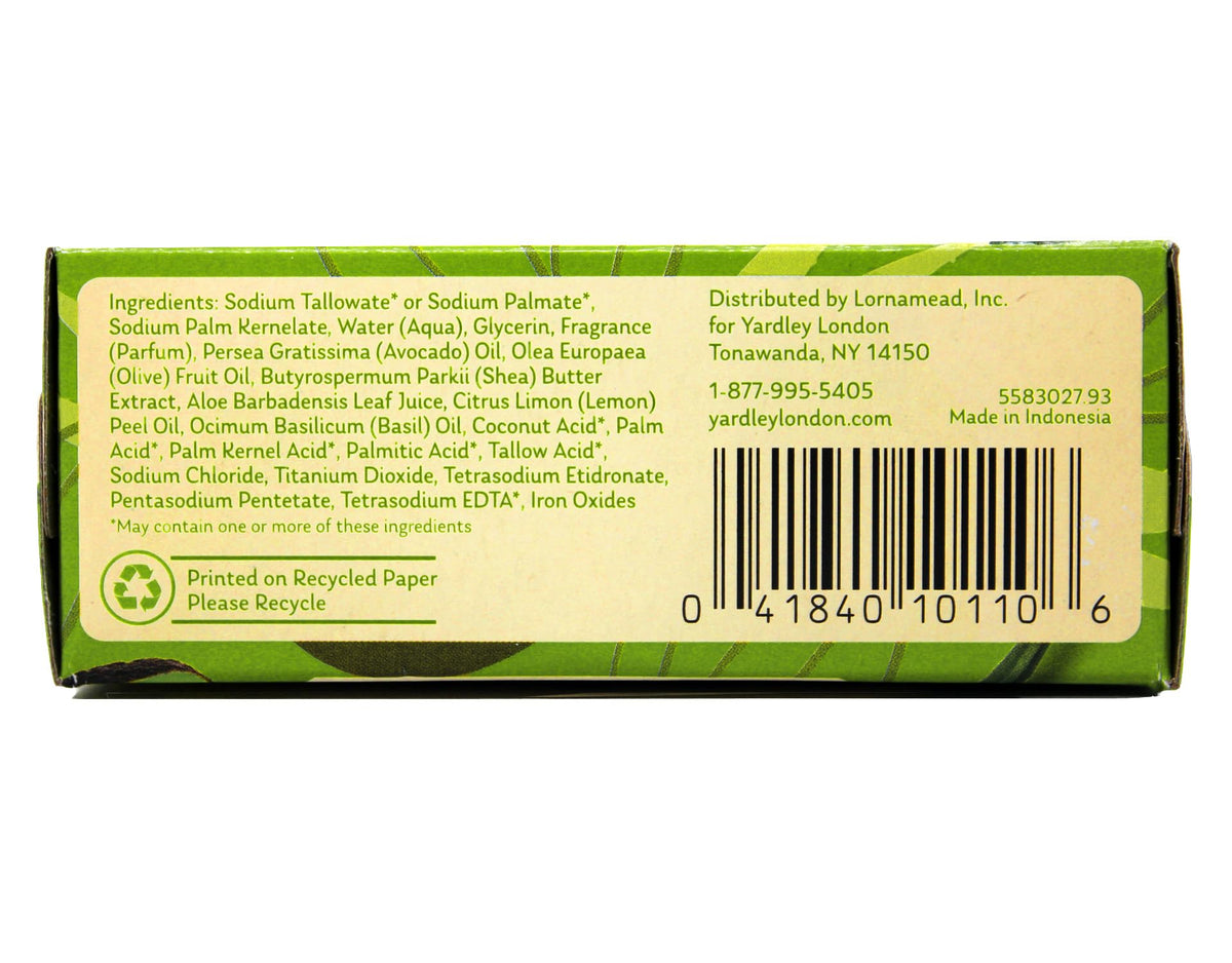 Close-up of Yardley bath bar highlights olive oil extracts for smooth, nourished skin
