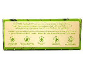 Yardley London Aloe bar open reveals creamy lather for gentle moisturization