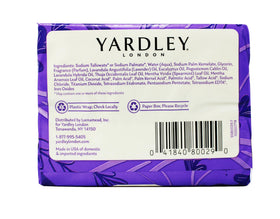 Yardley Lavender bar in bathroom scene highlighting soft moisturizing lather.