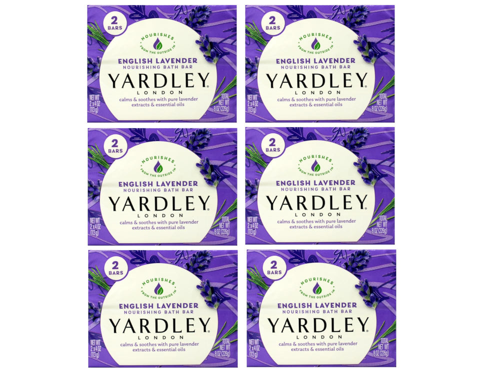 Yardley London English Lavender soap packaging on shelf for gifting.