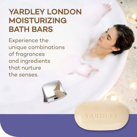 Yardley London English Lavender soap bar lather forming soothing silky foam.
