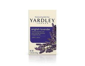 Yardley London English Lavender soap bar pack shot with premium lavender fragrance.
