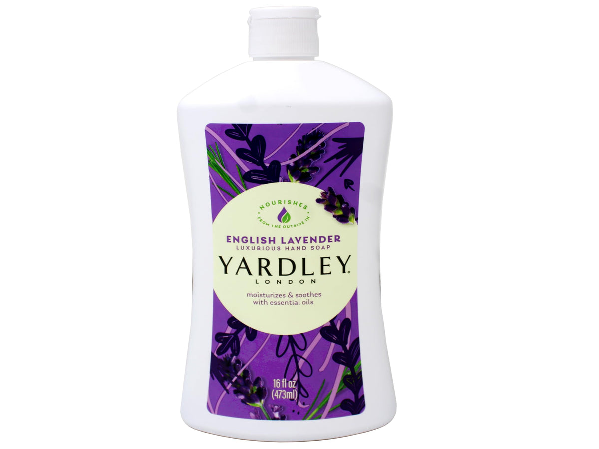 Yardley London English Lavender bottle back label with moisturizing ingredients