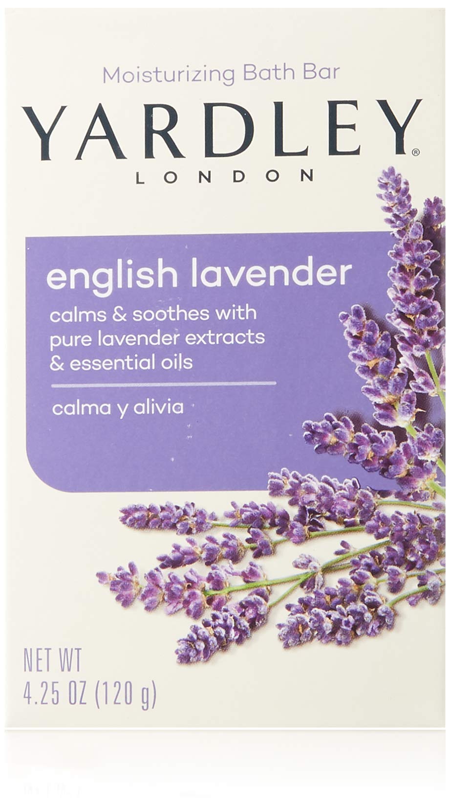 Yardley London English Lavender moisturizing bar with essential oils for daily hydration.