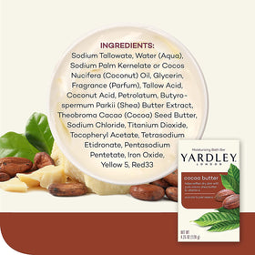 Yardley bar in bath setting demonstrating skin-softening during cleansing