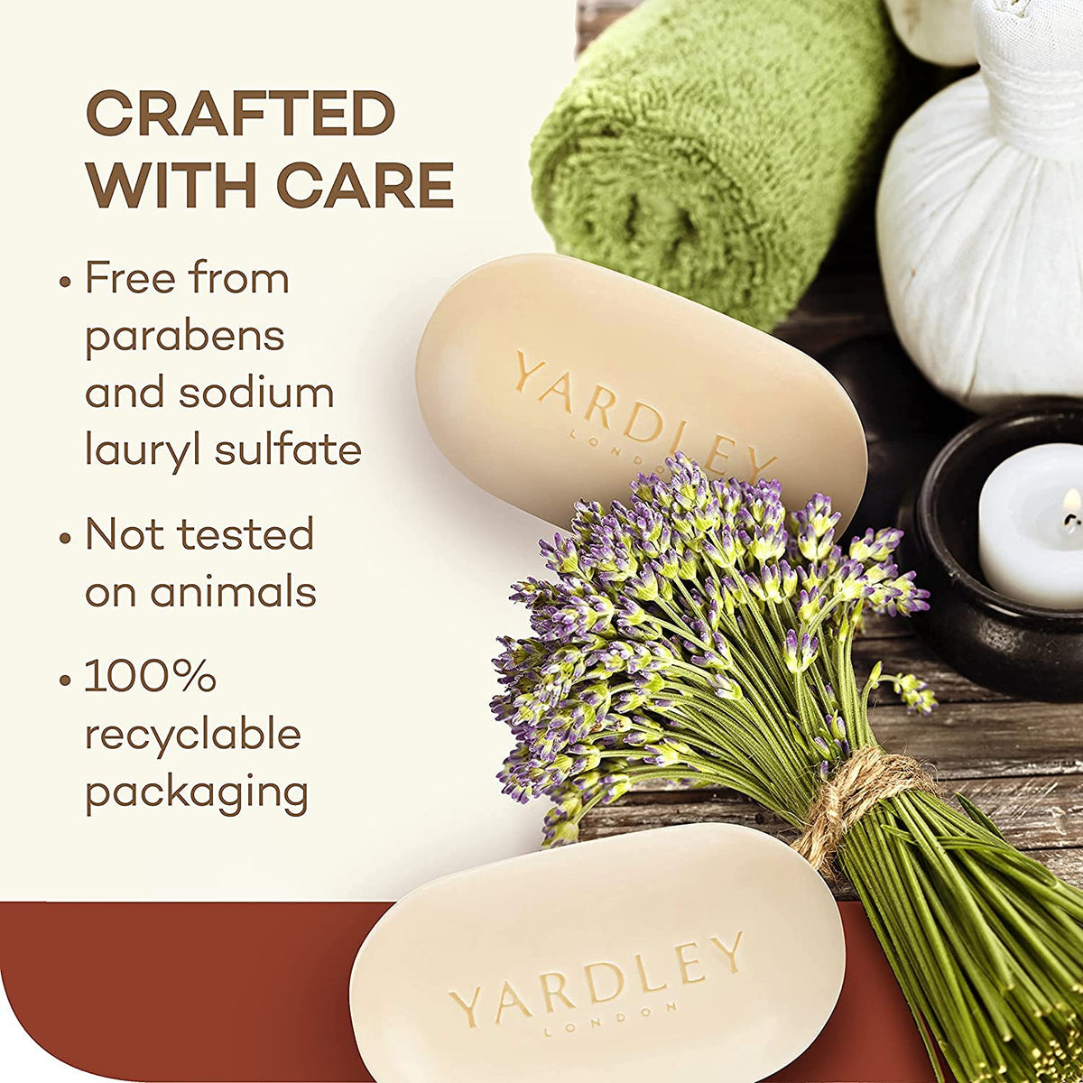 Yardley six bar pack shown as a value bundle for daily routine