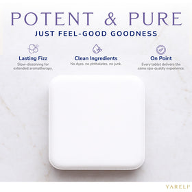 Yareli lavender shower steamers dissolving in steam on shower floor creating calming aroma