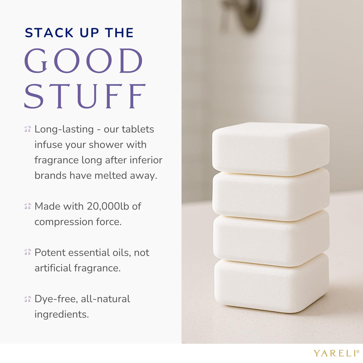 Yareli lavender steamers wrapped tablets ready for use in a self-care routine