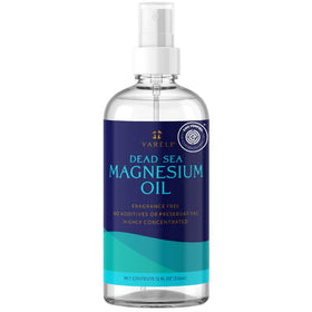 YARELI Magnesium Oil Spray bottle close-up, high-strength formula for quick absorption.