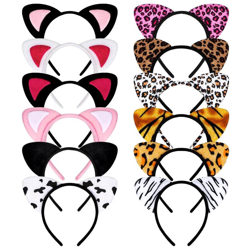 YARIEW 12-pcs cat ears headbands set for cosplay and parties