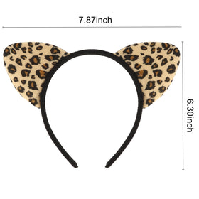 YARIEW leopard cat ears headband worn with outfits for Halloween or parties