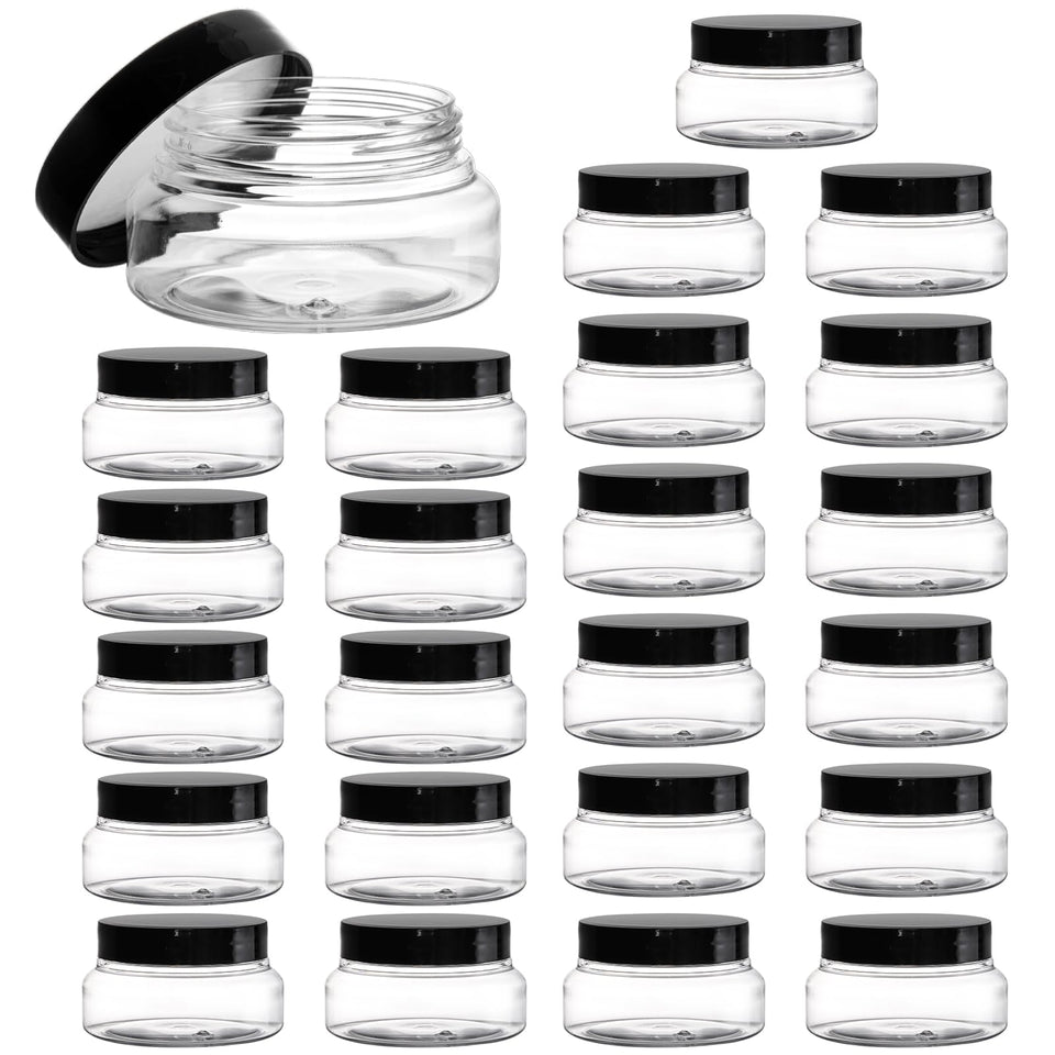 Yarlung 5oz plastic jar with lid, ideal for travel-ready storage.