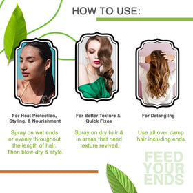 Yarok Feed Your Ends detangler spray improves manageability without residue.