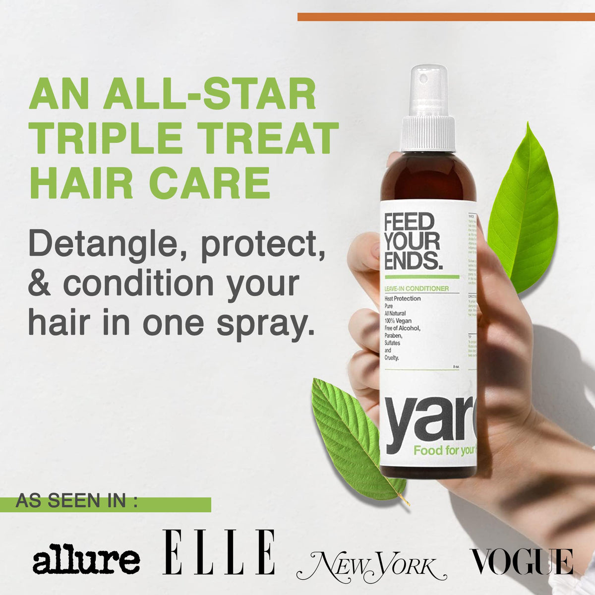 Yarok Feed Your Ends color-safe formula preserves vibrancy for color-treated hair.