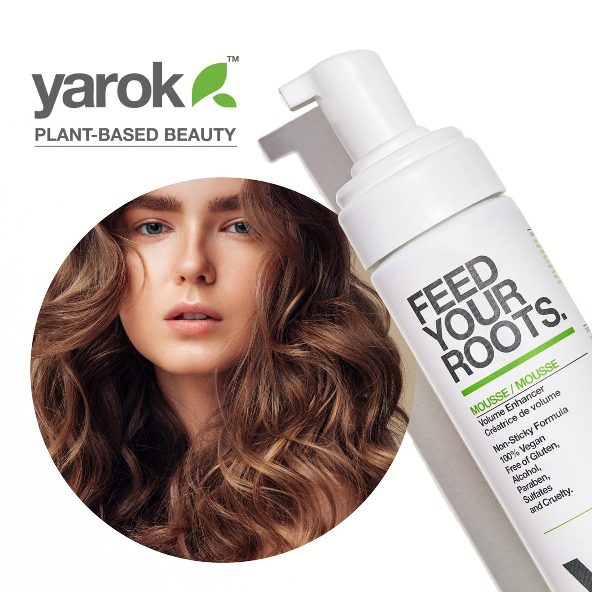 Close-up of root-focused application with Yarok mousse for voluminous hair.
