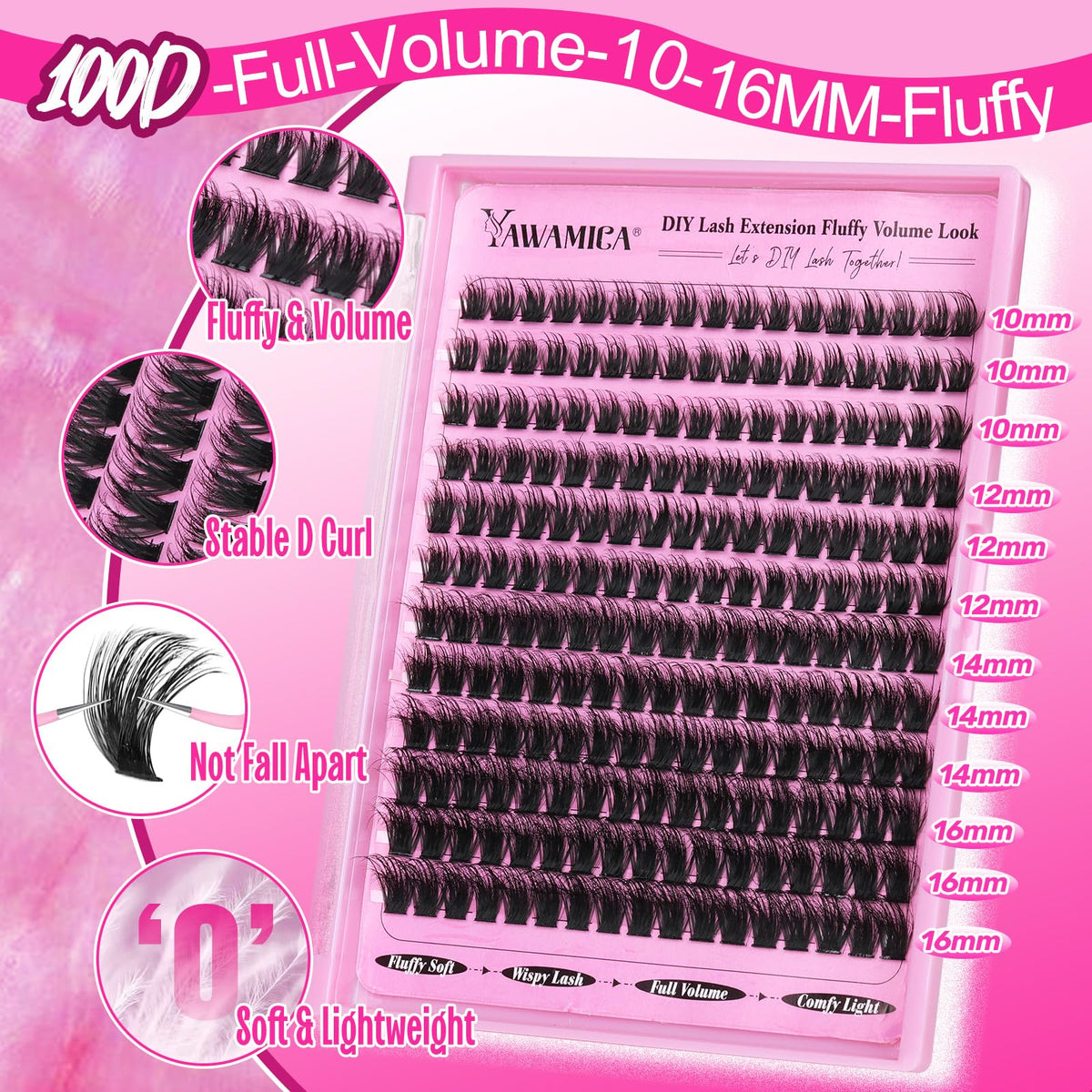 Yawamica 100D mink fiber clusters for soft, voluminous extensions