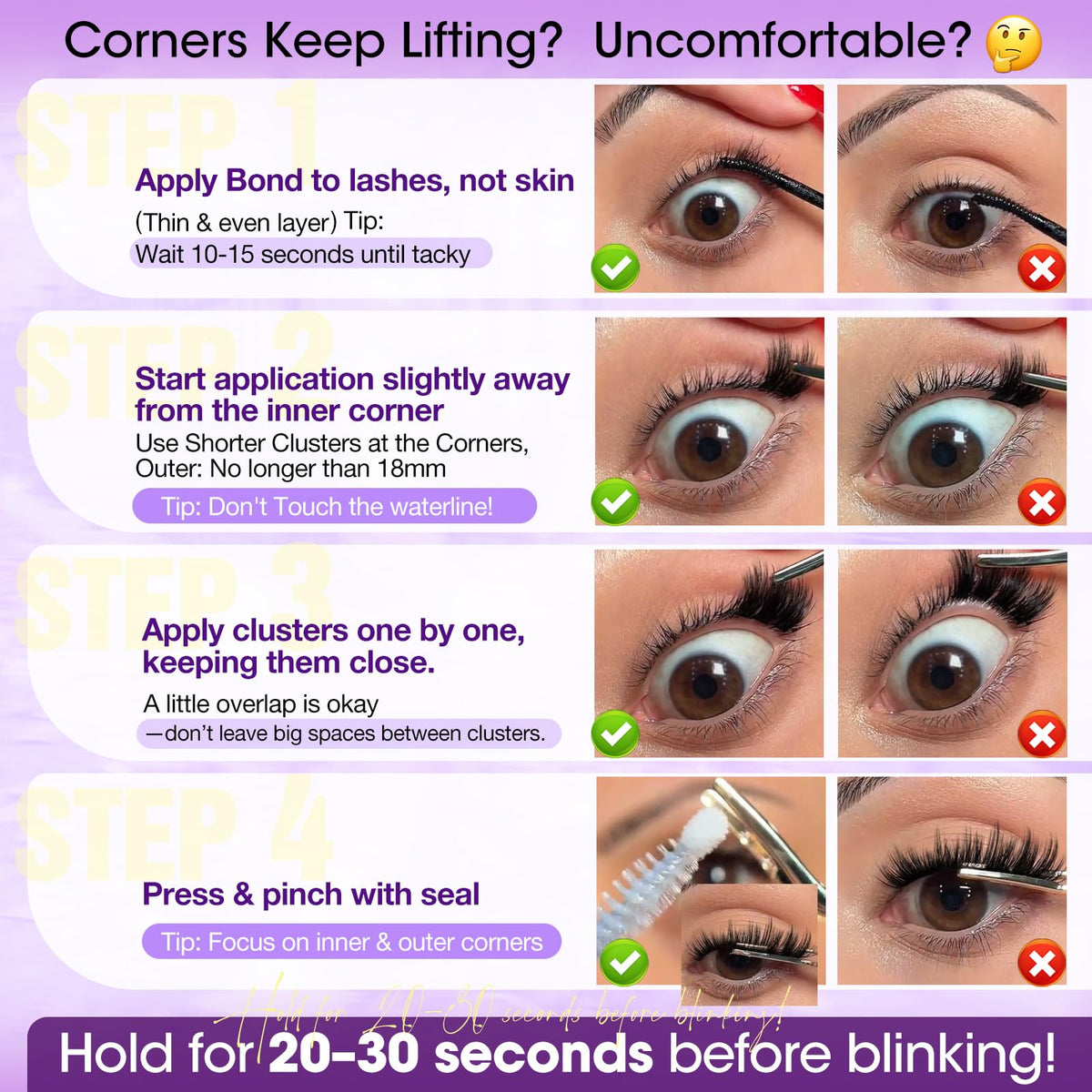 Yawamica at-home lash application on clean lashes for best results