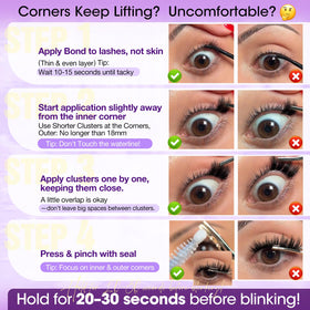 Yawamica at-home lash application on clean lashes for best results