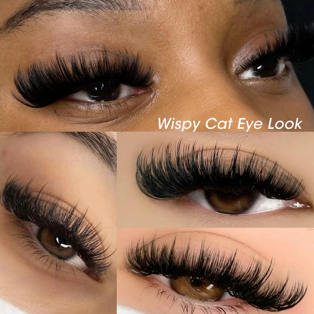 Yawamica cat-eye look created with fluffy lash clusters
