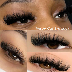 Yawamica cat-eye look created with fluffy lash clusters