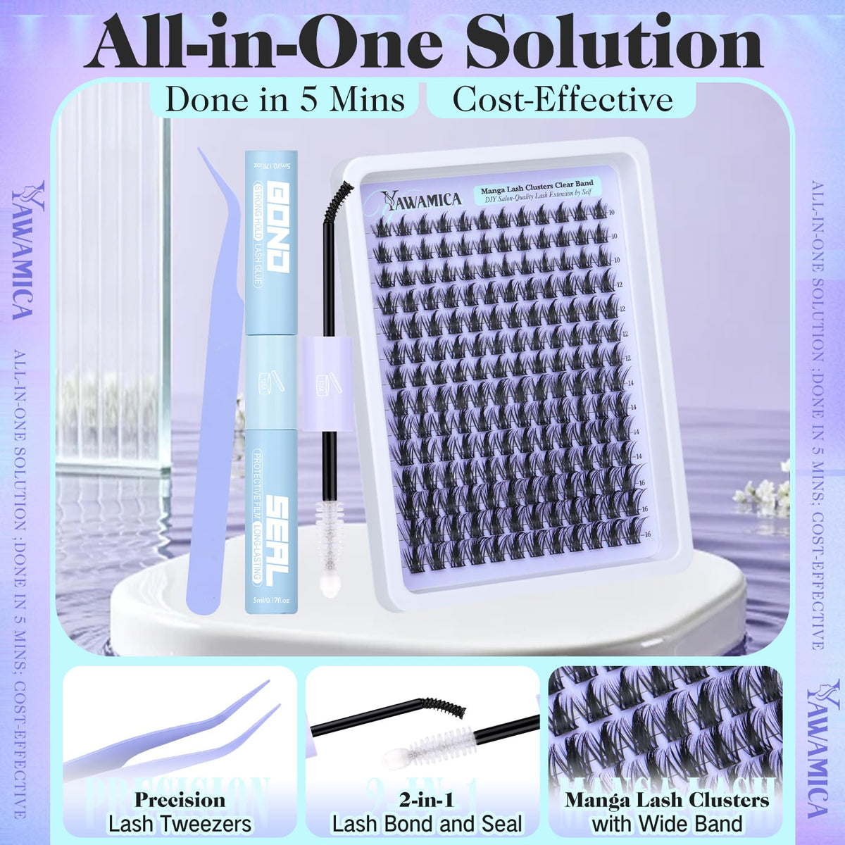 Yawamica all-in-one kit ideal for DIY lash days, travel, or gifts