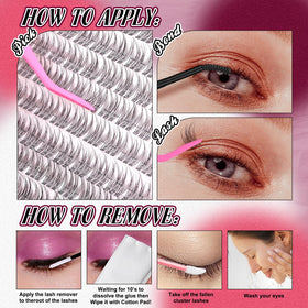 Yawamica cluster lashes removable with makeup remover for quick cleanup