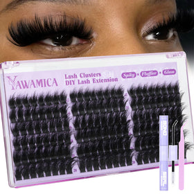 Yawamica fluffy lash clusters 12-20mm in D curl for light, wispy volume