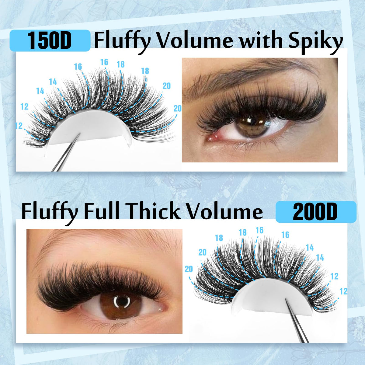 Yawamica varied-length lash clusters (12-20mm) enable versatile at-home styles.