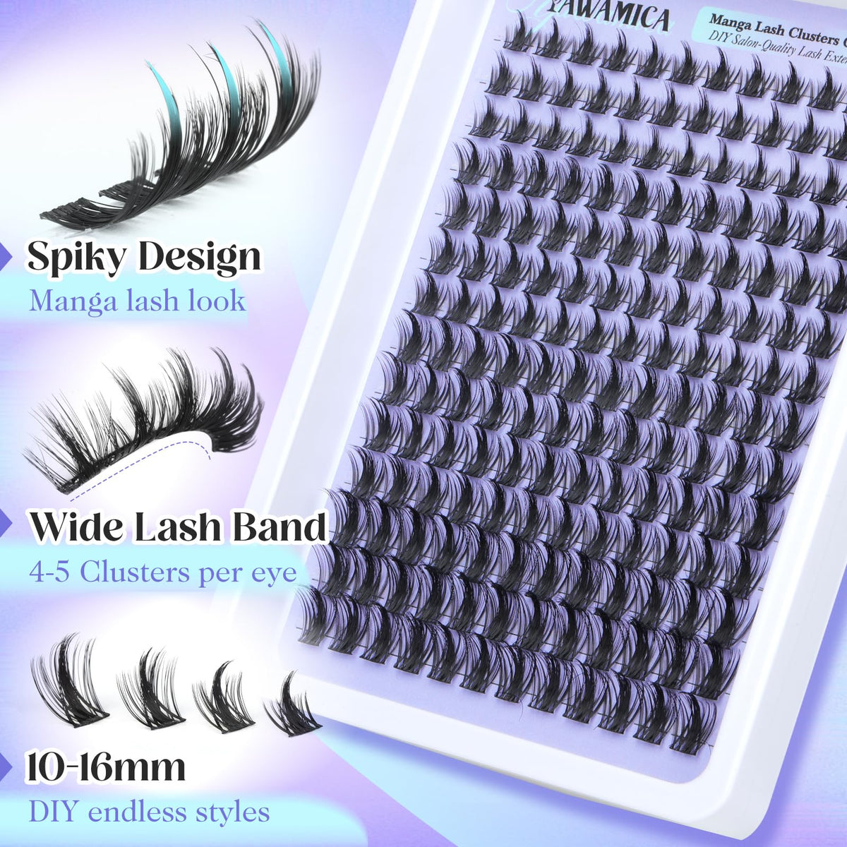 Yawamica lash length map offering 10–16 mm options for versatile looks