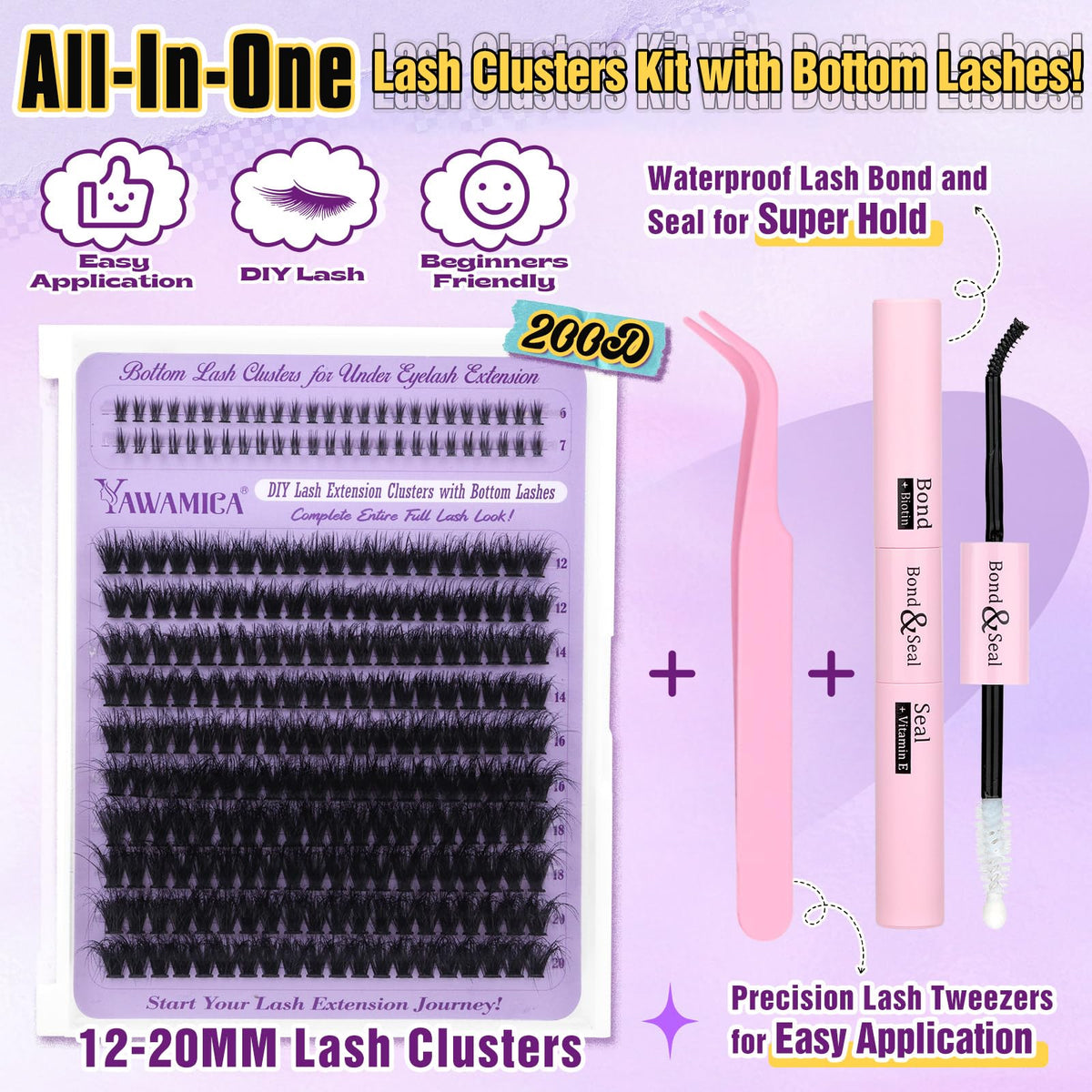 Yawmaica lash bond and seal bottle for strong, long-lasting hold.