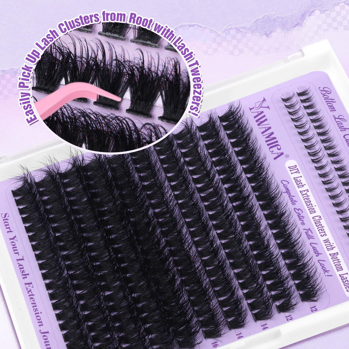 Yawmaica lash tweezers detail enabling precise cluster placement.