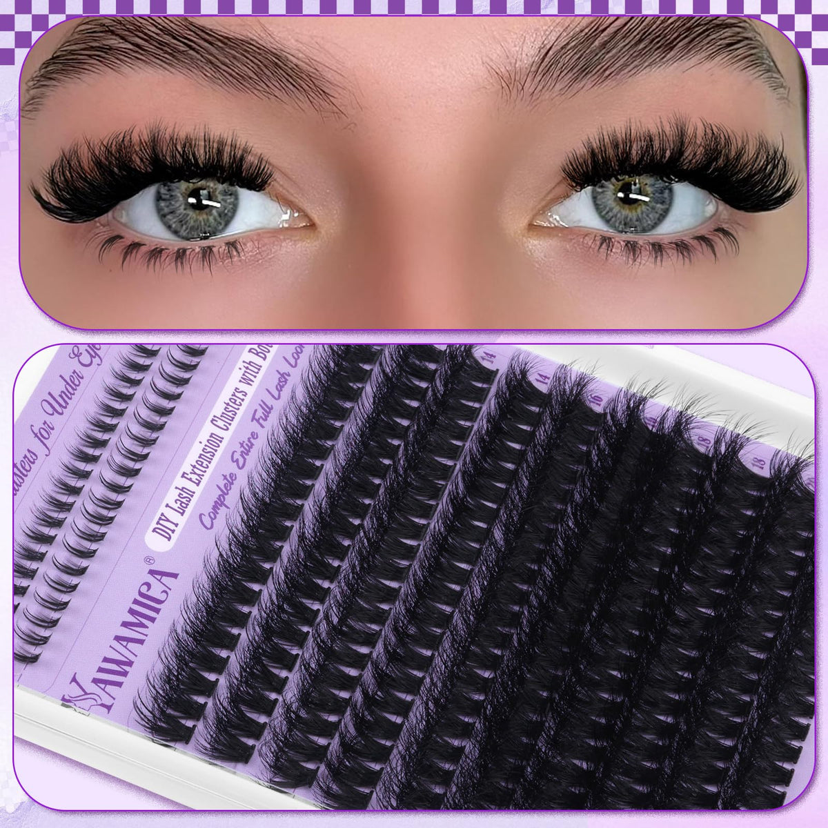 Yawmaica top lashes close-up in 12–20mm length for bold drama.