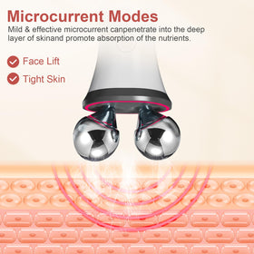 Yawpig microcurrent facial device close-up of rotating massage balls for relaxing massage.